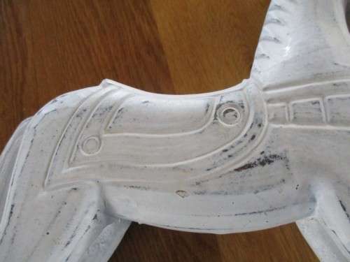 A CUTE VINTAGE WOODEN ROCKING HORSE