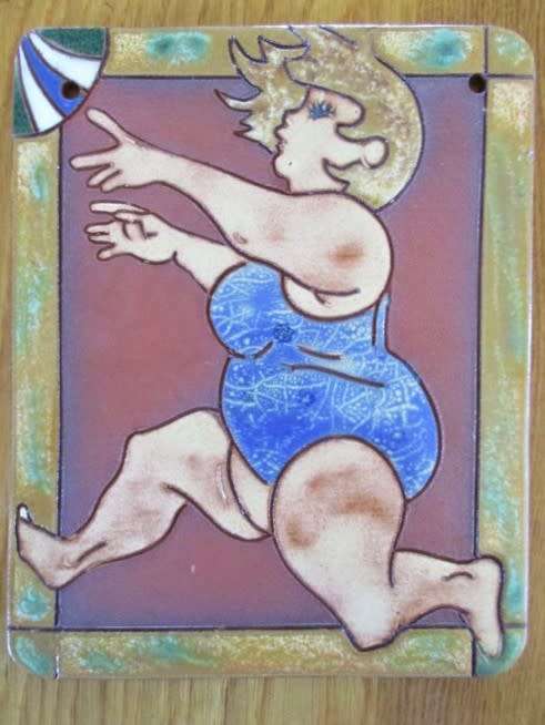 CERAMIC WALL ART TILES - FOUR FAT LADIES - SUCH FUN!!