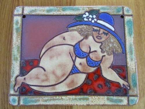 CERAMIC WALL ART TILES - FOUR FAT LADIES - SUCH FUN!!