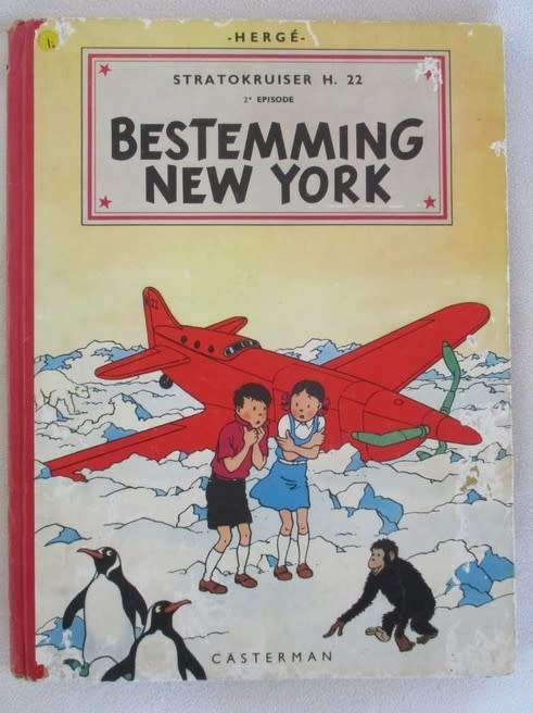1951 HARD COVER, 1ST EDITION - BESTEMMING NEW YORK BY HERGE (AUTHOR OF THE TINTIN SERIES)