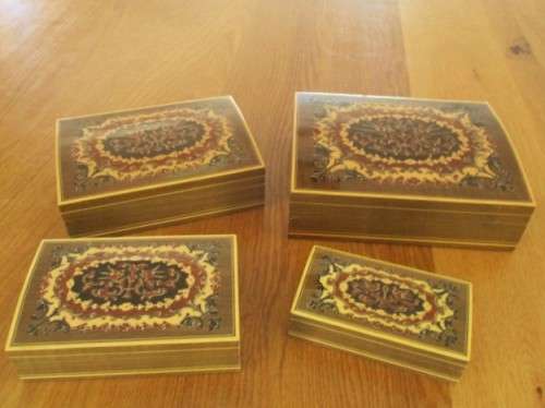 FOUR STUNNING INLAID BOXES - ONE FITS INSIDE THE OTHER - EXQUISITE MARQUETRY