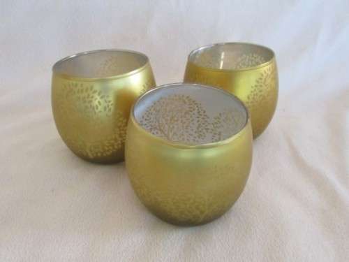 THREE PRETTY GLASS VOTIVE/TEALIGHT CANDLE HOLDERS