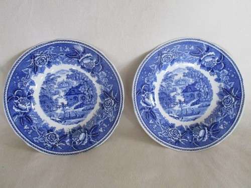 TWO VINTAGE MID CENTURY ARABIA FINLAND DEEP PLATES - MILL SCENE