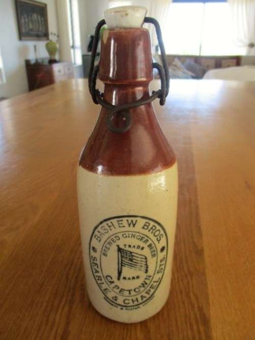 FOR ANTICO5939 ONLY - TWO ANTIQUE STONEWARE GINGER BEER BOTTLES - RARE TO FIND WITH LIDS!!