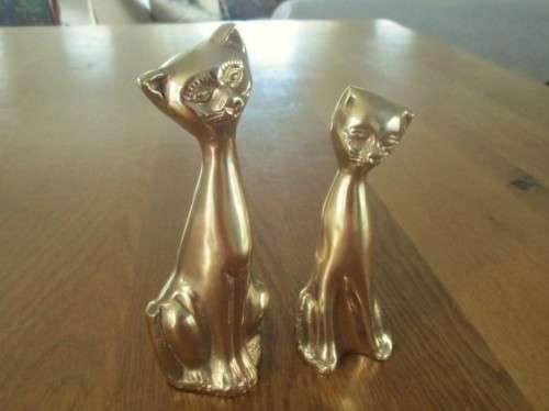 TWO HEAVY SOLID BRASS CATS