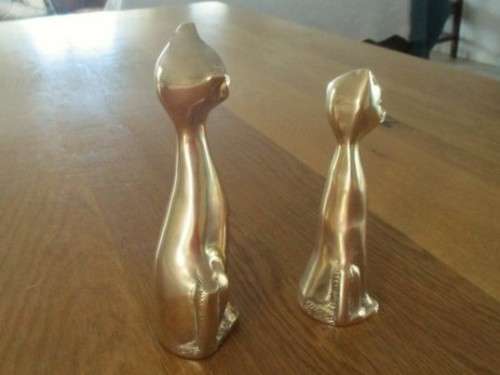 TWO HEAVY SOLID BRASS CATS