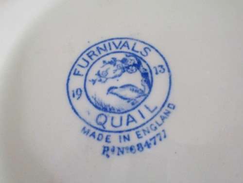 NO.1 - ANTIQUE FURNIVALS BLUE & WHITE QUAIL DESIGN TUREEN - CIRCA 1913-1921
