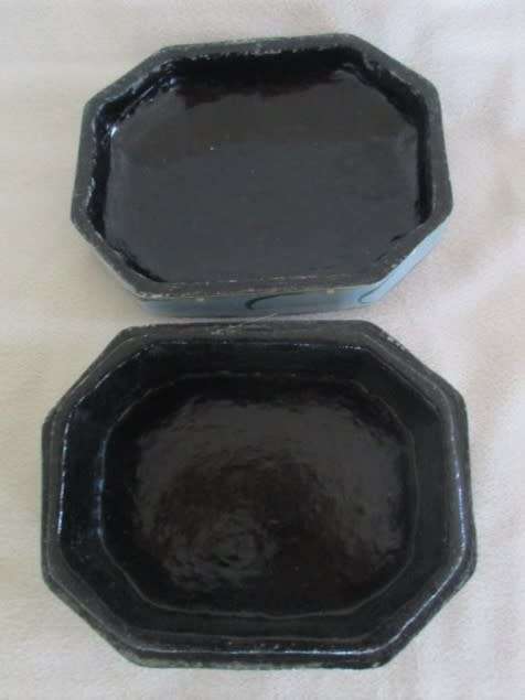 2.. -  HAND PAINTED LACQUERED WOODEN TRINKET BOX WITH SANTA