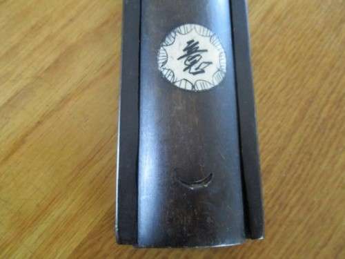 FOR SOMARI ONLY WOODEN CHINESE SLIDING BOX WITH IVORY/BONE SCRIMSHAW INLAYS & 2 CHOPSTICKS?HAIRPINS?