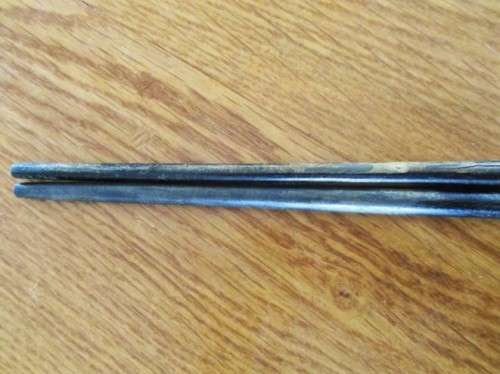 FOR SOMARI ONLY WOODEN CHINESE SLIDING BOX WITH IVORY/BONE SCRIMSHAW INLAYS & 2 CHOPSTICKS?HAIRPINS?
