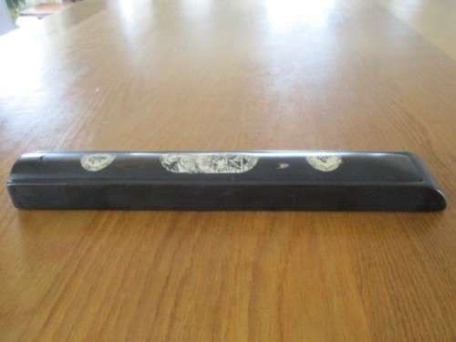 FOR SOMARI ONLY WOODEN CHINESE SLIDING BOX WITH IVORY/BONE SCRIMSHAW INLAYS & 2 CHOPSTICKS?HAIRPINS?