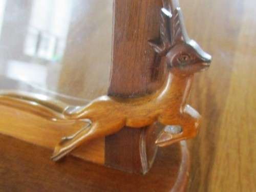 STRAIGHT OUT OF GRANDMA'S ATTIC - HAND CARVED WOODEN PHOTO FRAME WITH LEAPING SPRINGBOKS