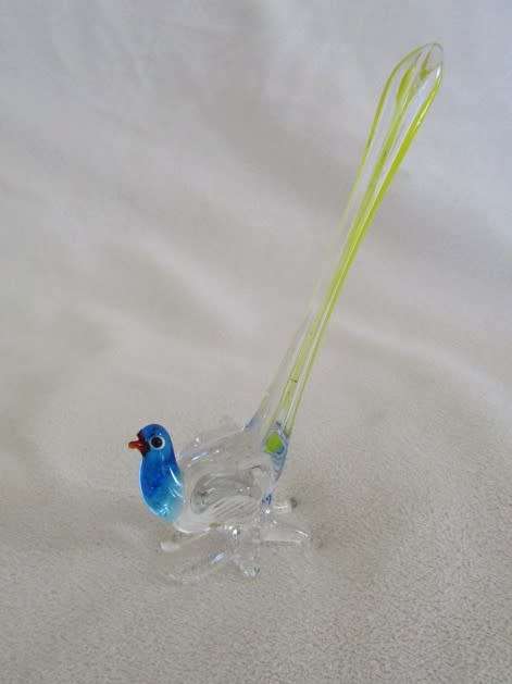 A BEAUTIFUL LONG-TAILED GLASS BIRD - MURANO?