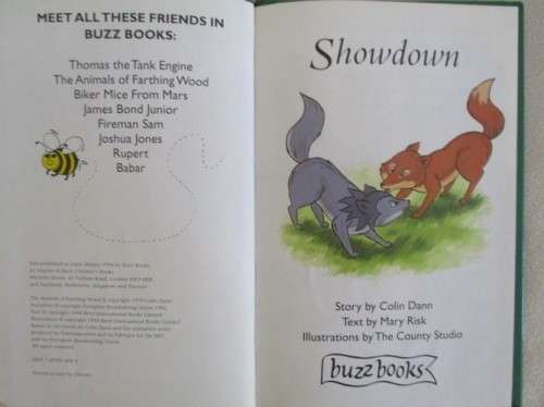 1994 HARD COVER BUZZ BOOK - THE ANIMALS OF FARTHING WOOD -  SHOWDOWN  - GREAT CONDITION