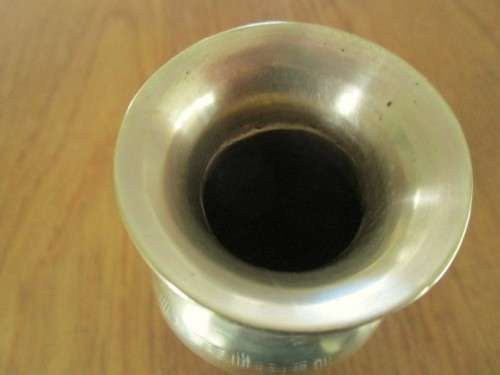 TWO SMALL VINTAGE ENGRAVED CHINESE BRASS VASES