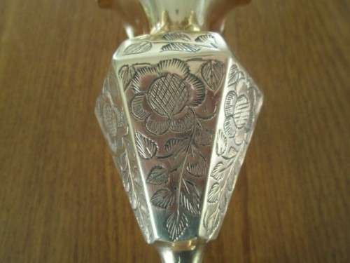 TWO  BEAUTIFULLY ENGRAVED VINTAGE INDIAN BRASS POSY VASES