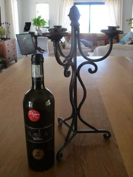 LARGE VINTAGE THREE-ARM WROUGHT IRON CANDELABRA