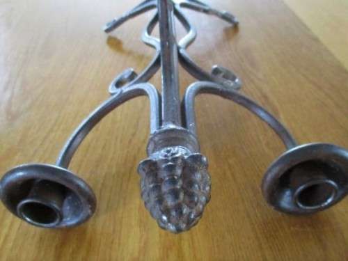 LARGE VINTAGE THREE-ARM WROUGHT IRON CANDELABRA