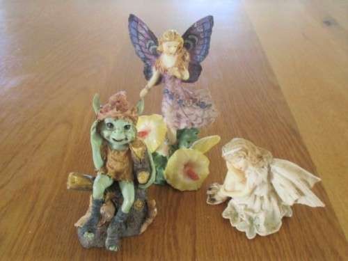 A CUTE PIXIE AND TWO FAIRIES FOR YOUR COLLECTION/FAIRY GARDEN