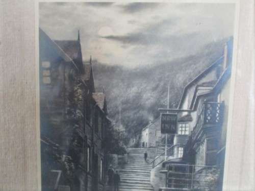 ZEEBOB ONLY - ANTIQUE 1870`s/1880`s FRAMED ALBUMEN PRINT - UP ALONG CLOVELLY, NORTH DEVON?