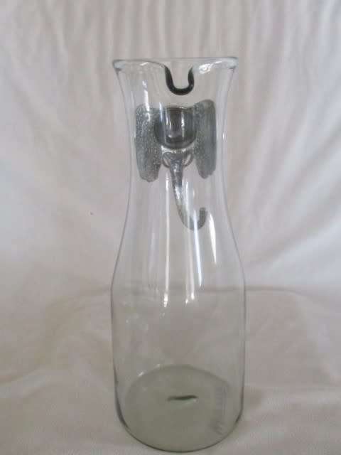 FOR SOMARI ONLY - NGWENYA GLASS PITCHER AND TWO BEER GLASSES WITH PEWTER ELEPHANT HEAD HANDLES