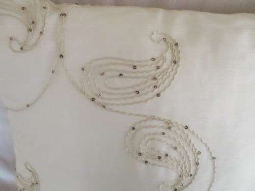 TWO LOVELY, LIGHT CREAM  EMBROIDERED AND SEQUINED CUSHIONS