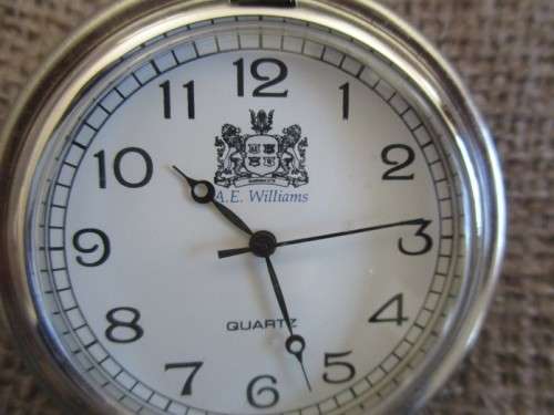 A.E.WILLIAMS FOB WATCH WITH T CHAIN IN ORIGINAL BOX - PERFECT WORKING ORDER - LEEDS CASTLE, KENT