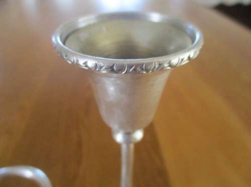 FOR ELIWAR4960 ONLY - A VINTAGE SILVER PLATED TWO ARM CANDELABRA