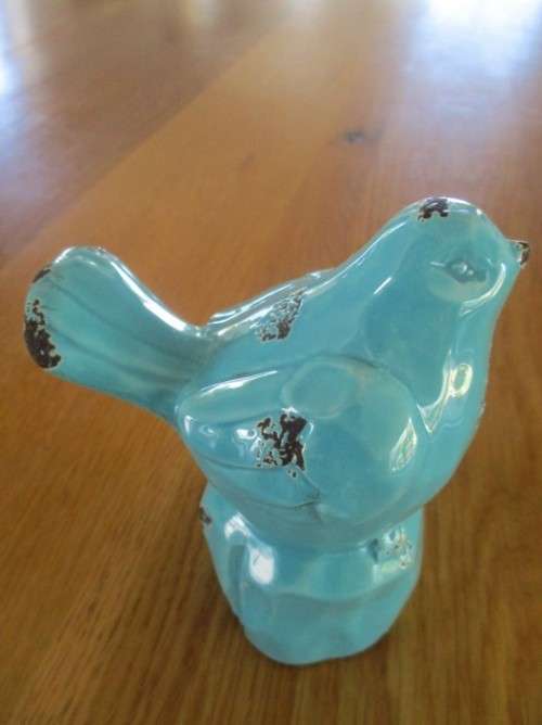 BEAUTIFUL CRACKLE GLAZE BIRD IN DEEP TURQUOISE COLOUR