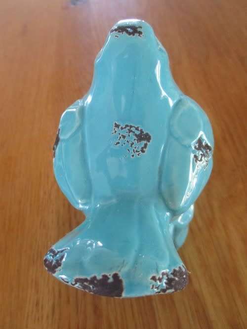 BEAUTIFUL CRACKLE GLAZE BIRD IN DEEP TURQUOISE COLOUR