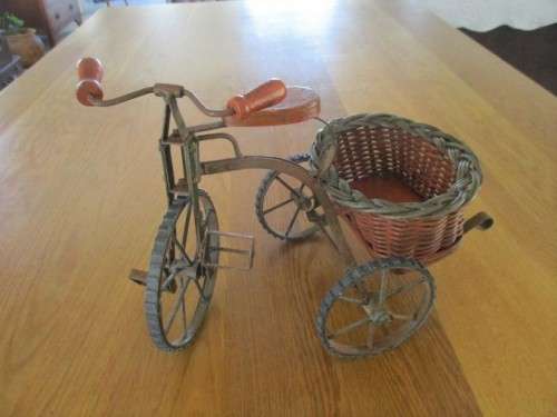 A VERY WELL MADE WOOD AND IRON VINTAGE SHABBY CHIC BICYCLE TO DISPLAY YOUR HERBS AND FLOWERS