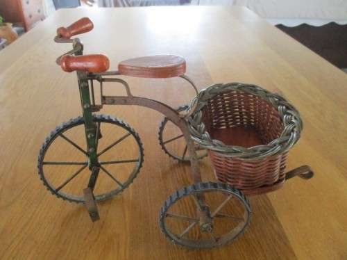 A VERY WELL MADE WOOD AND IRON VINTAGE SHABBY CHIC BICYCLE TO DISPLAY YOUR HERBS AND FLOWERS