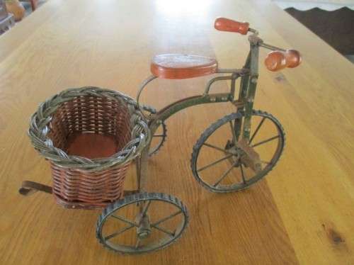 A VERY WELL MADE WOOD AND IRON VINTAGE SHABBY CHIC BICYCLE TO DISPLAY YOUR HERBS AND FLOWERS