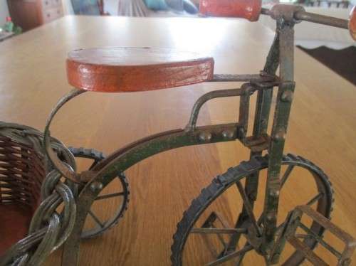 A VERY WELL MADE WOOD AND IRON VINTAGE SHABBY CHIC BICYCLE TO DISPLAY YOUR HERBS AND FLOWERS