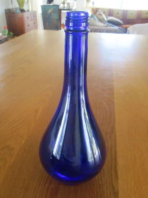 TEARDROP SHAPED COBALT BLUE ACQUA DELLA MADONNA, ITALY BOTTLE