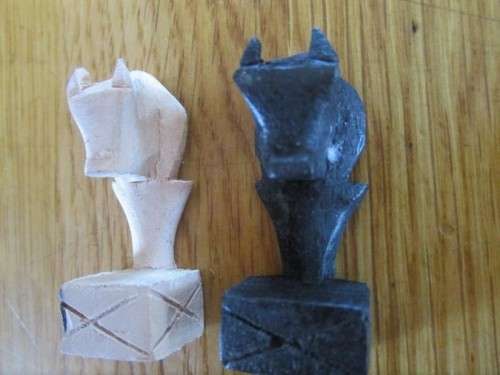 FOR THE COLLECTOR - ANTIQUE HAND WHITTLED CHESS SET - COMPLETE - POW CEYLON??