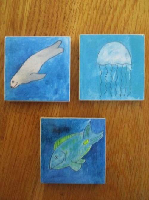 NINE CUTE `FISHY` THEMED FRIDGE MAGNETS