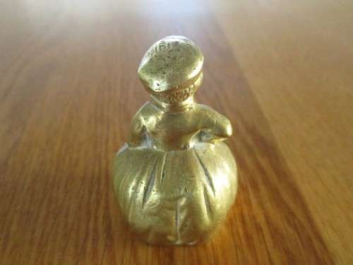 FIVE COLLECTABLE SOLID BRASS DUTCH LADY BELLS (SMALL D.DINANT ONE VERY RARE)