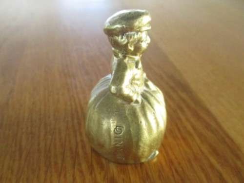 FIVE COLLECTABLE SOLID BRASS DUTCH LADY BELLS (SMALL D.DINANT ONE VERY RARE)