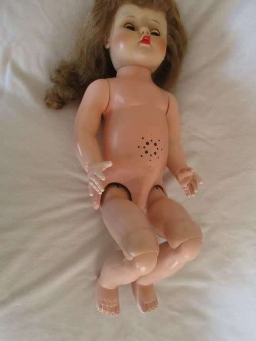 RARE FIND! VINTAGE 1950`s MANCO WALKIE TALKIE DOLL (58CM TALL WITH KNEES THAT BEND)