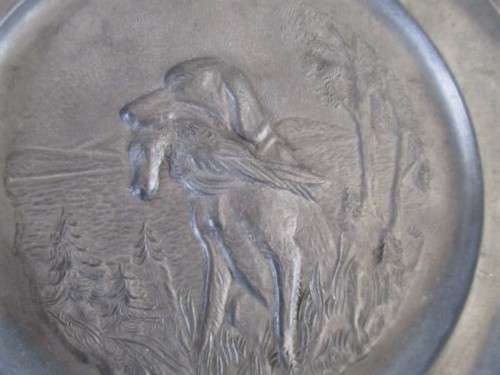 VINTAGE PEWTER WITH RAISED RELIEF SCENE