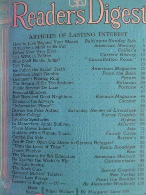 UNUSUAL FIND!! THREE OLD READERS DIGEST MAGS IN LEATHER COVER (APRIL - MAY 1939 - JUST BEFORE WWII)