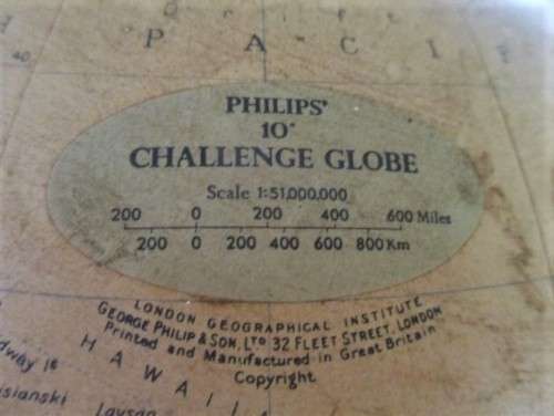 ANTIQUE 1930's  PHILIPS' 10" CHALLENGE GLOBE - LONDON GEOGRAPHICAL INSTITUTE - CIRCA 1934 - 1939