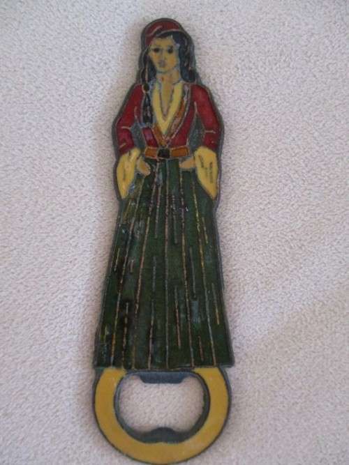 TWO VINTAGE BRONZE AND ENAMEL BOTTLE OPENERS - GERMAN MADE