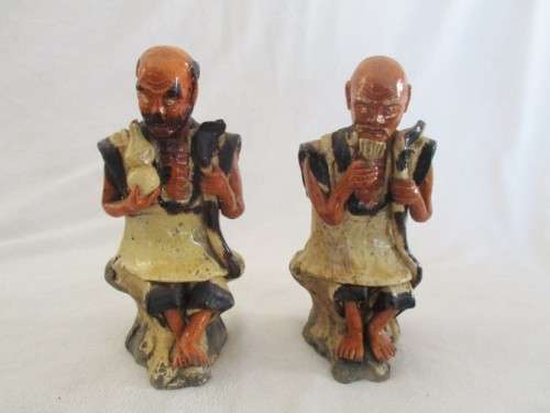 UNIQUE PAIR OF SIGNED MUDMEN FOR YOUR COLLECTION - DEFINITELY VERY OLD AND INDIVIDUALLY  HAND MADE