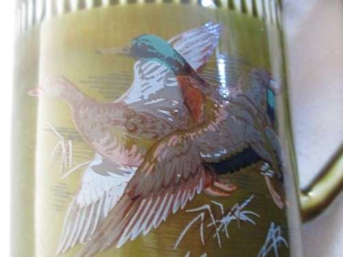 LOVELY LARGE IRISH PORCELAIN BEER MUG WITH FLYING DUCKS