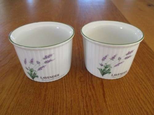 TWO PRETTY WIESENTHAL, GERMANY  RAMEKIN DISHES - LAVENDER DESIGN