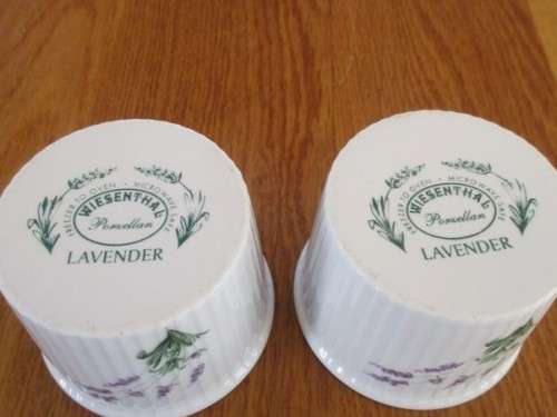 TWO PRETTY WIESENTHAL, GERMANY  RAMEKIN DISHES - LAVENDER DESIGN