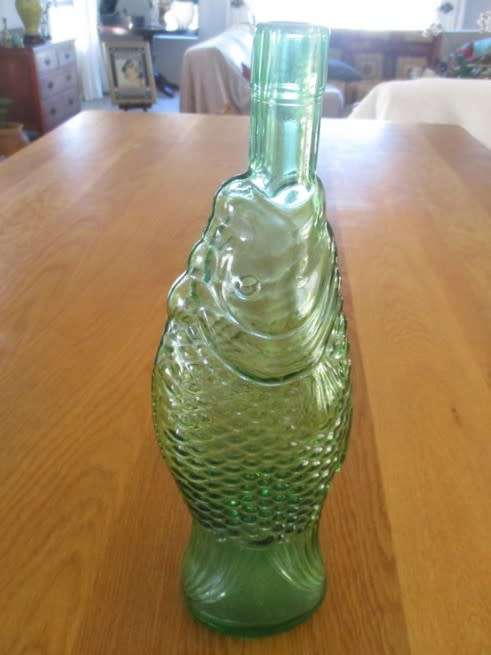FOR SBENSON ONLY - VINTAGE 1970's GREEN FISH-SHAPED ITALIAN WINE BOTTLE - CEVIN