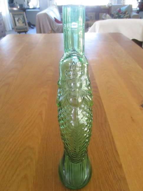 FOR SBENSON ONLY - VINTAGE 1970's GREEN FISH-SHAPED ITALIAN WINE BOTTLE - CEVIN